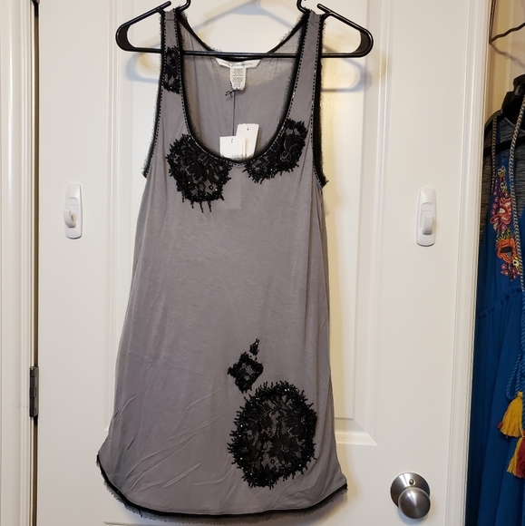 NWT Diane Von Furstenberg Tank Kama Silk Blend Lace Detail Top Blouse Small DVF - Picture 2 of 7